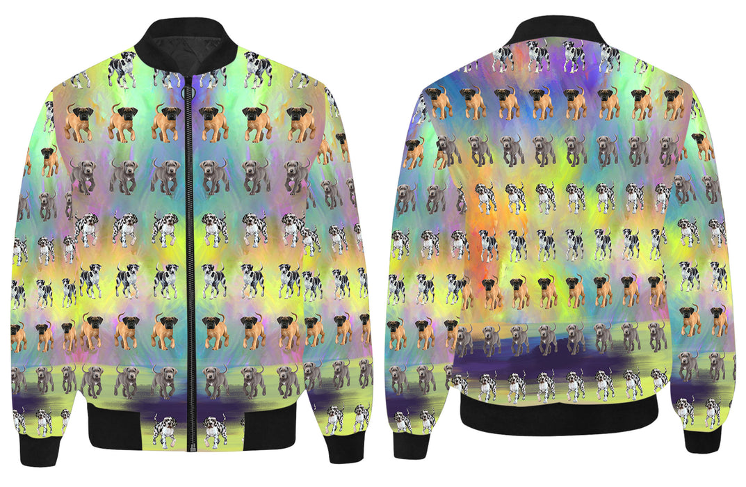 Paradise Wave Great Dane Dogs All Over Print Quilted Bomber Men's Jacket