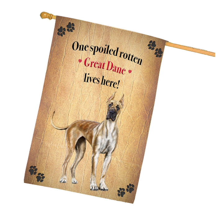 Spoiled Rotten Great Dane Dog House Flag Outdoor Decorative Double Sided Pet Portrait Weather Resistant Premium Quality Animal Printed Home Decorative Flags 100% Polyester FLG68341