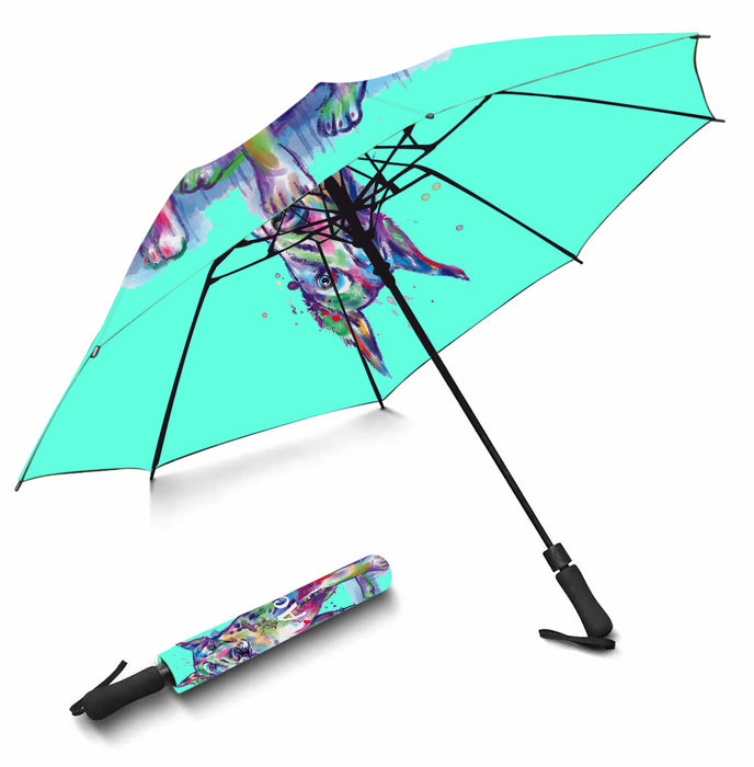 Custom Pet Name Personalized Watercolor Great Dane DogSemi-Automatic Foldable Umbrella