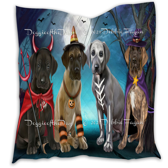 Happy Halloween Trick or Treat Great Dane Dogs Lightweight Soft Bedspread Coverlet Bedding Quilt QUILT60376