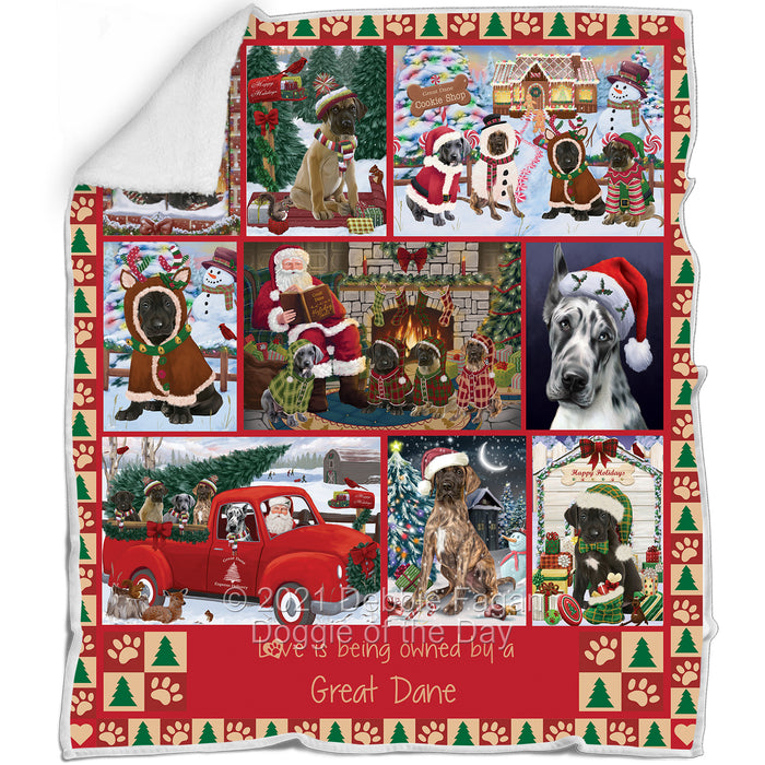 Love is Being Owned Christmas Great Dane Dogs Blanket BLNKT143471