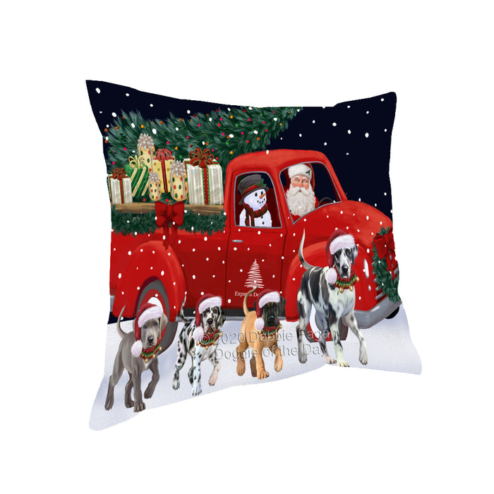 Christmas Express Delivery Red Truck Running Great Dane Dogs Pillow PIL86096