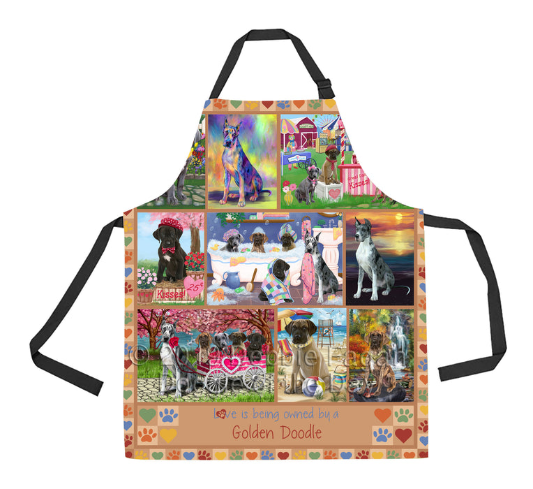 Love is Being Owned Great Dane Dog Beige Apron