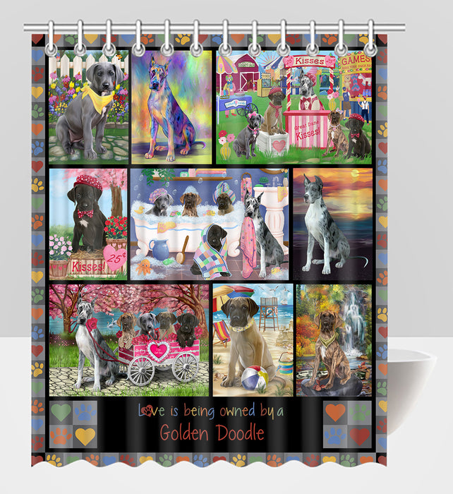 Love is Being Owned Great Dane Dog Grey Shower Curtain