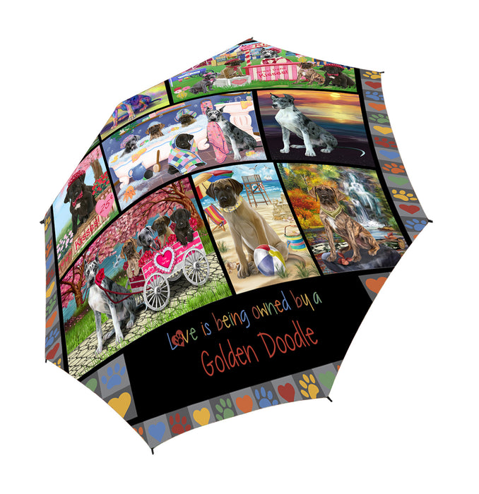 Love is Being Owned Great Dane Dog Grey Semi-Automatic Foldable Umbrella