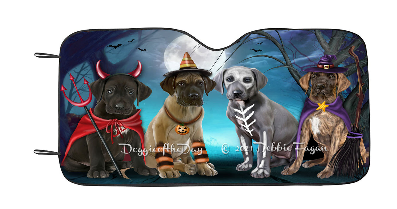 Happy Halloween Trick or Treat Great Dane Dogs Car Sun Shade Cover Curtain