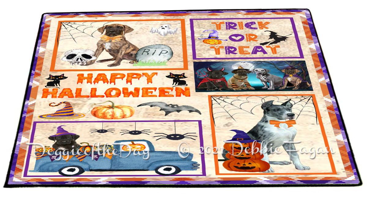 Happy Halloween Trick or Treat Great Dane Dogs Indoor/Outdoor Welcome Floormat - Premium Quality Washable Anti-Slip Doormat Rug FLMS58105