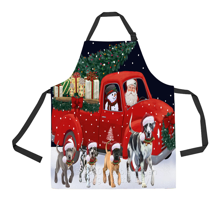 Christmas Express Delivery Red Truck Running Great Dane Dogs Apron Apron-48129