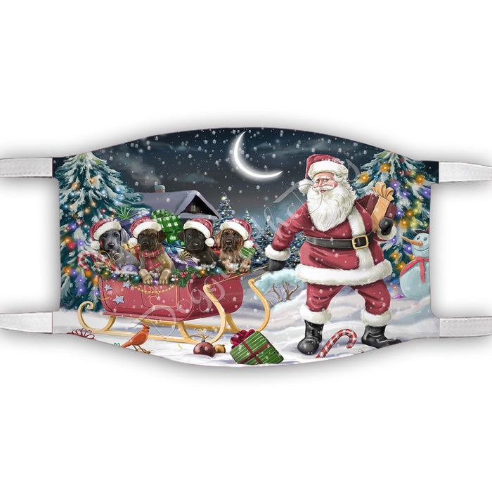 Santa Sled Dogs Christmas Happy Holidays Great Dane Dogs Face Mask FM49001