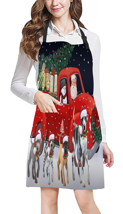 Christmas Express Delivery Red Truck Running Great Dane Dogs Apron Apron-48129