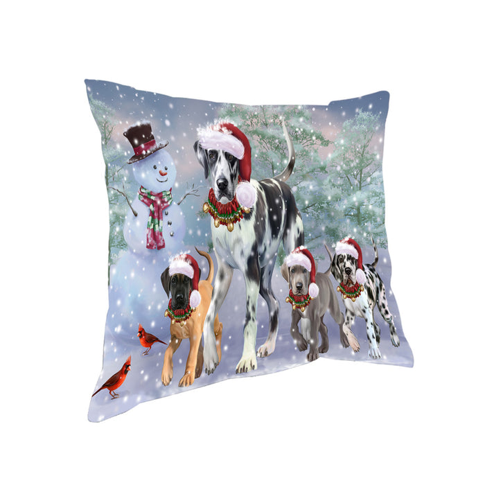 Christmas Running Family Great Danes Dog Pillow PIL80844