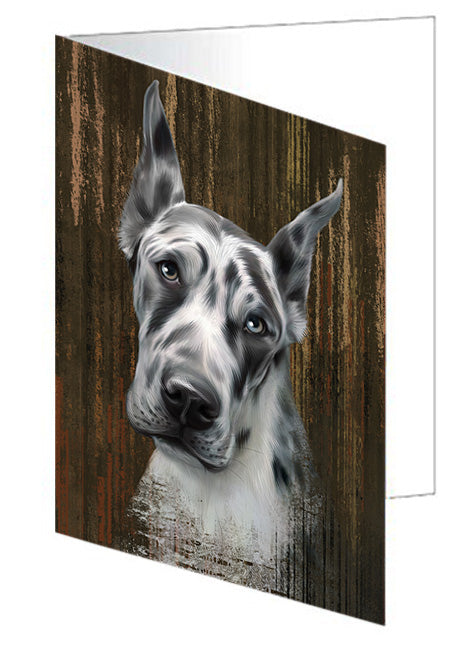 Rustic Great Dane Dog Handmade Artwork Assorted Pets Greeting Cards and Note Cards with Envelopes for All Occasions and Holiday Seasons GCD55283
