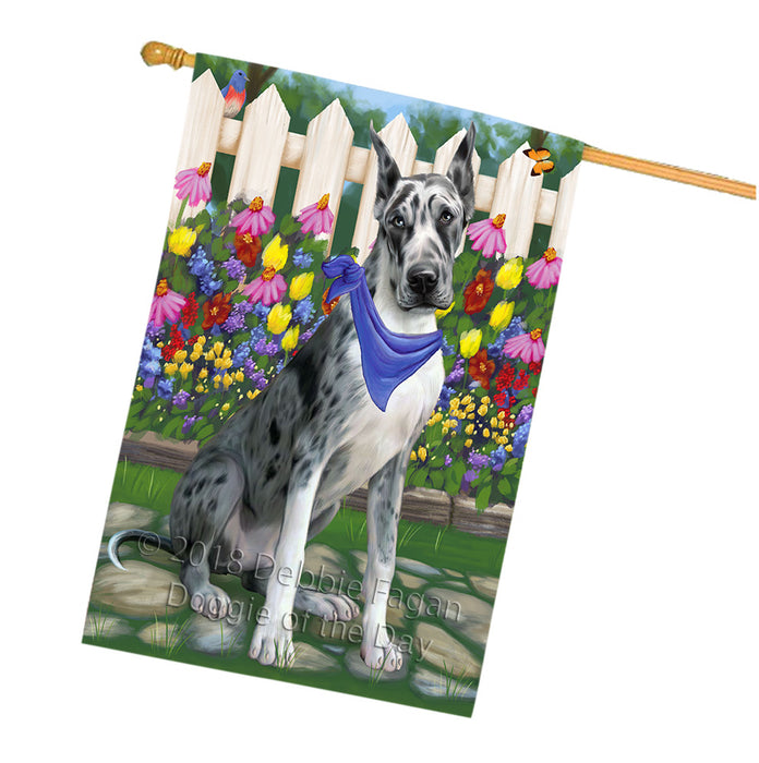 Spring Floral Great Dane Dog House Flag FLG49849