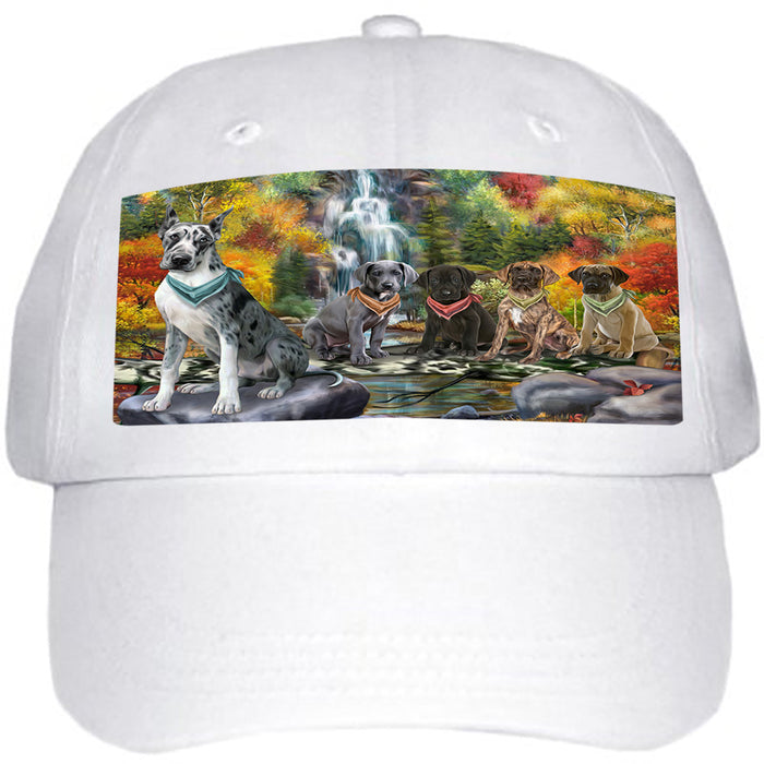 Scenic Waterfall Great Danes Dog Ball Hat Cap HAT54228