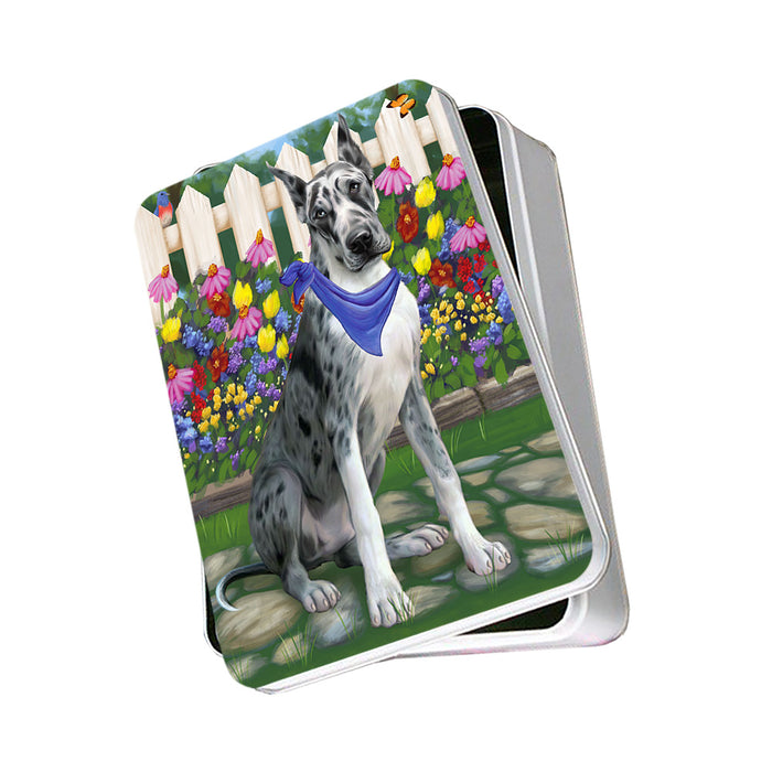 Spring Floral Great Dane Dog Photo Storage Tin PITN49884