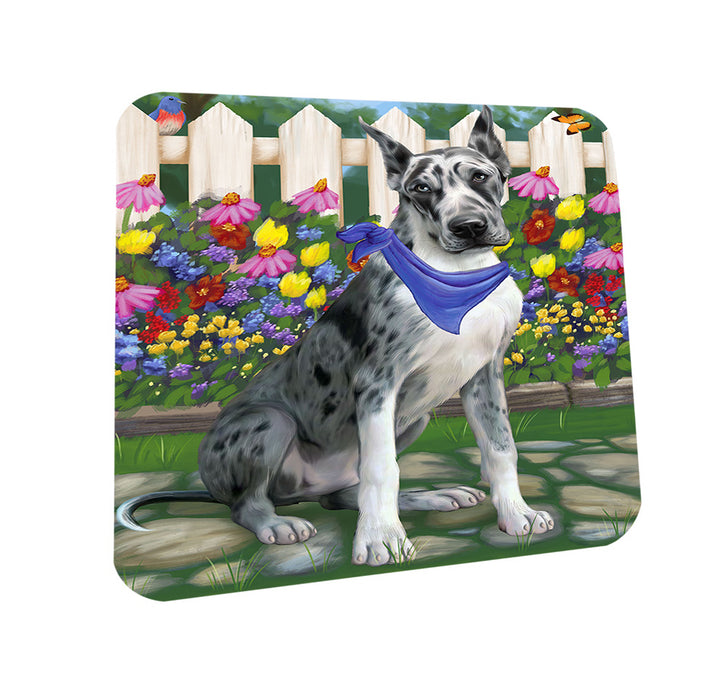 Spring Floral Great Dane Dog Coasters Set of 4 CST49843