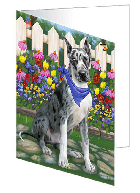 Spring Floral Great Dane Dog Handmade Artwork Assorted Pets Greeting Cards and Note Cards with Envelopes for All Occasions and Holiday Seasons GCD53681
