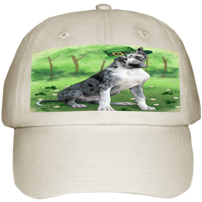 St. Patricks Day Irish Portrait Great Dane Dog Ball Hat Cap HAT50160