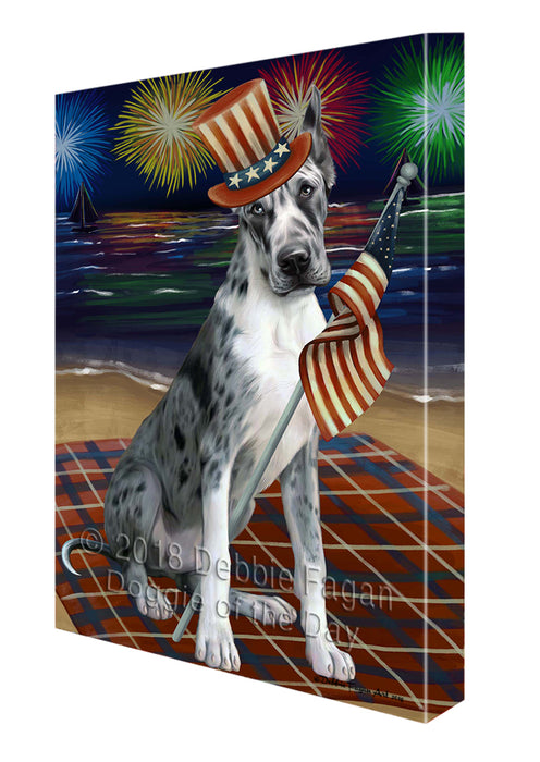 4th of July Independence Day Firework Great Dane Dog Canvas Wall Art CVS55821