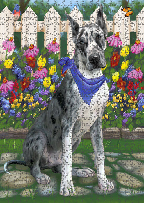 Spring Floral Great Dane Dog Puzzle with Photo Tin PUZL53358