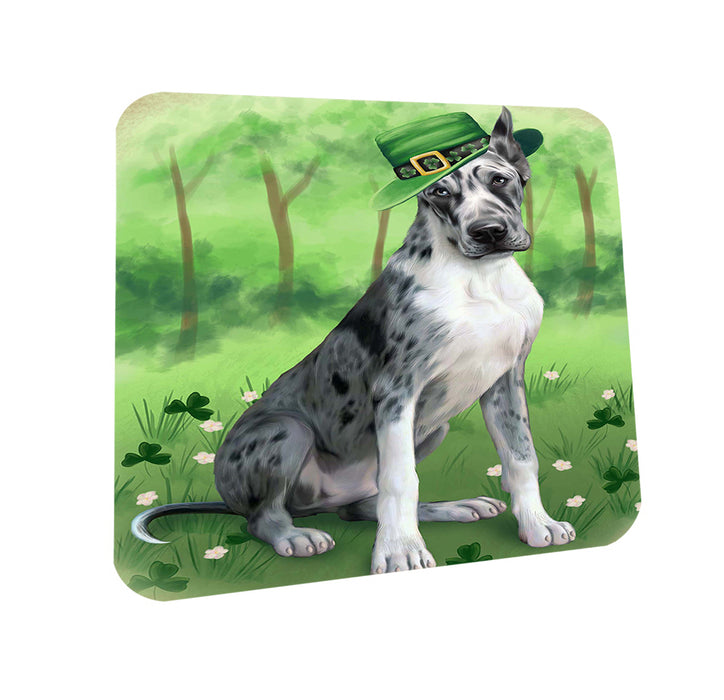 St. Patricks Day Irish Portrait Great Dane Dog Coasters Set of 4 CST48768