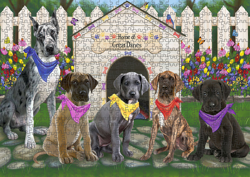 Spring Dog House Great Danes Dog Puzzle with Photo Tin PUZL53361