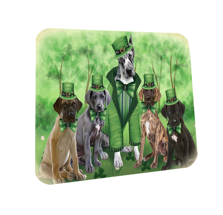 St. Patricks Day Irish Family Portrait Great Danes Dog Coasters Set of 4 CST48769