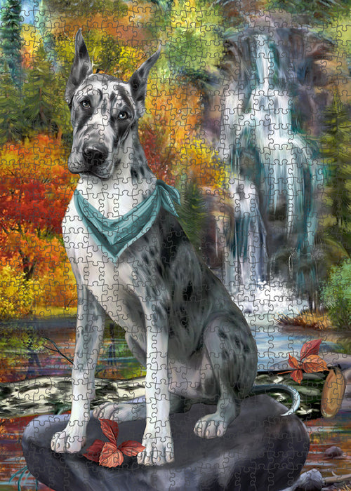 Scenic Waterfall Great Dane Dog Puzzle with Photo Tin PUZL54360
