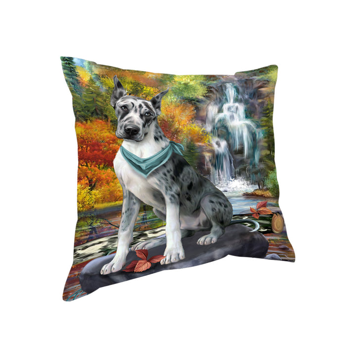 Scenic Waterfall Great Dane Dog Pillow PIL56728