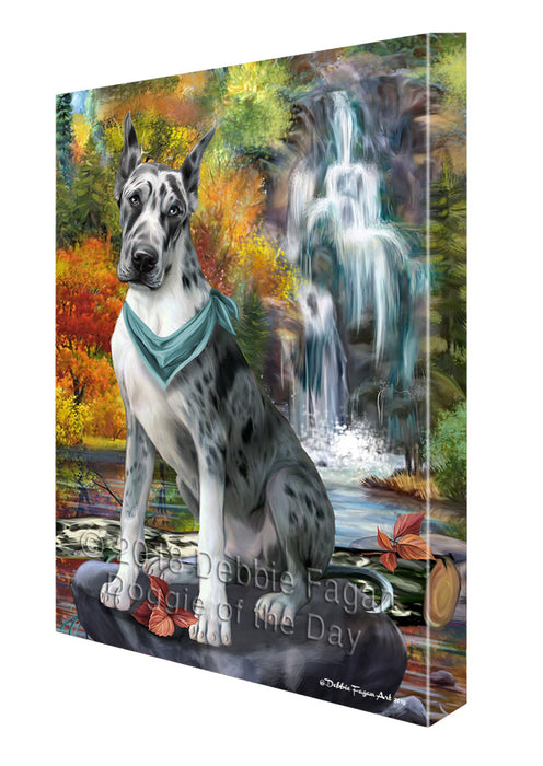 Scenic Waterfall Great Dane Dog Canvas Wall Art CVS67714