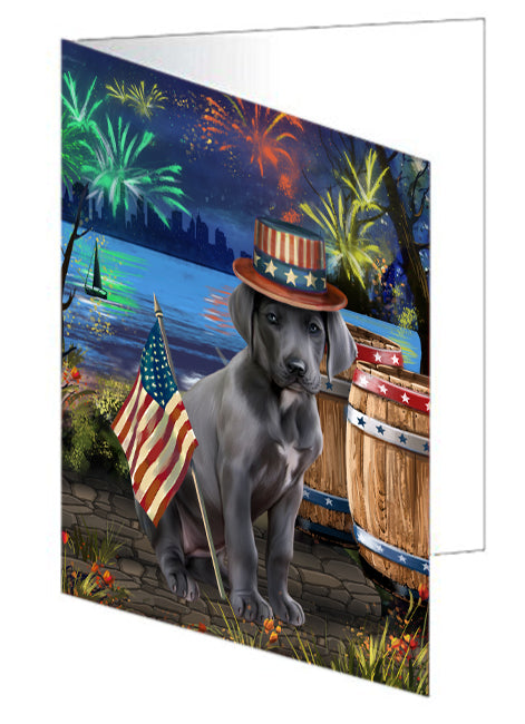 4th of July Independence Day Fireworks Great Dane Dog at the Lake Handmade Artwork Assorted Pets Greeting Cards and Note Cards with Envelopes for All Occasions and Holiday Seasons GCD56948