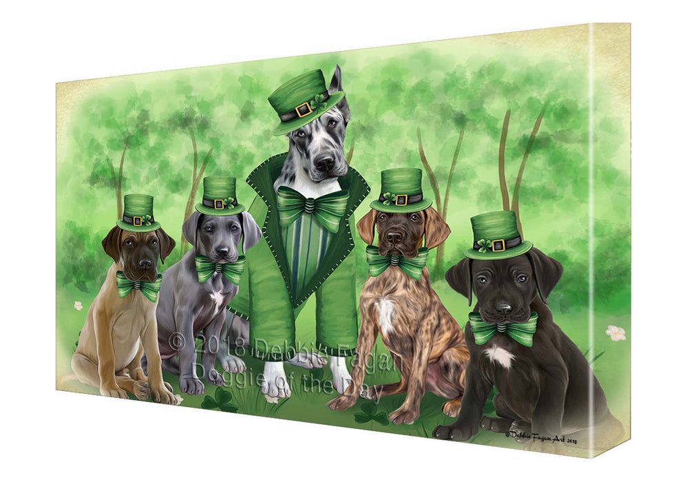 St. Patricks Day Irish Family Portrait Great Danes Dog Canvas Wall Art CVS54903