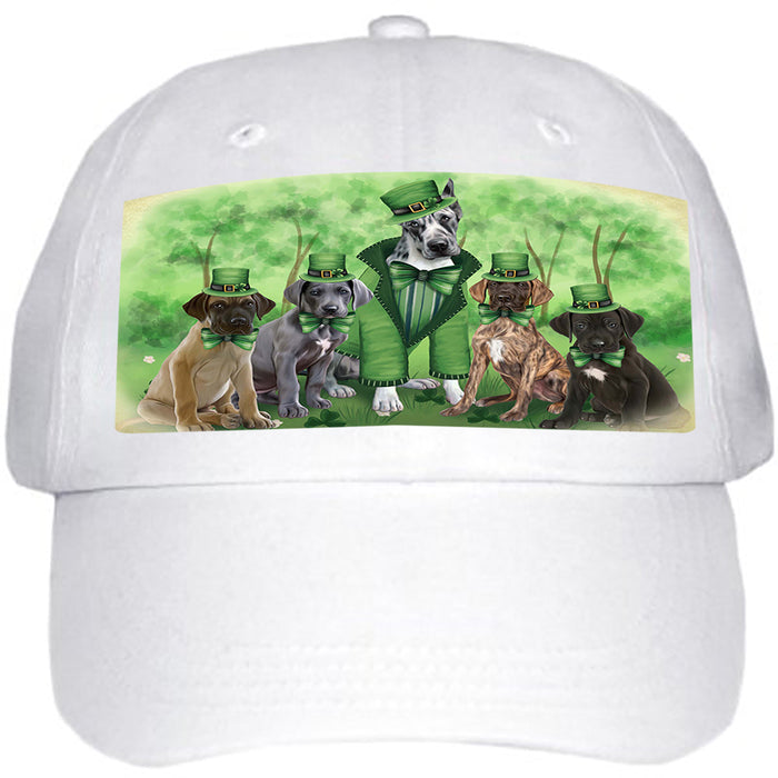St. Patricks Day Irish Family Portrait Great Danes Dog Ball Hat Cap HAT50163