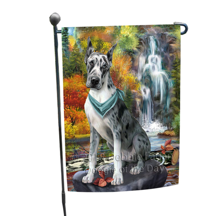 Scenic Waterfall Great Dane Dog Garden Flag GFLG50047