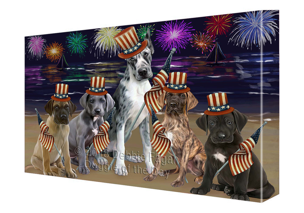 4th of July Independence Day Firework Great Danes Dog Canvas Wall Art CVS55830