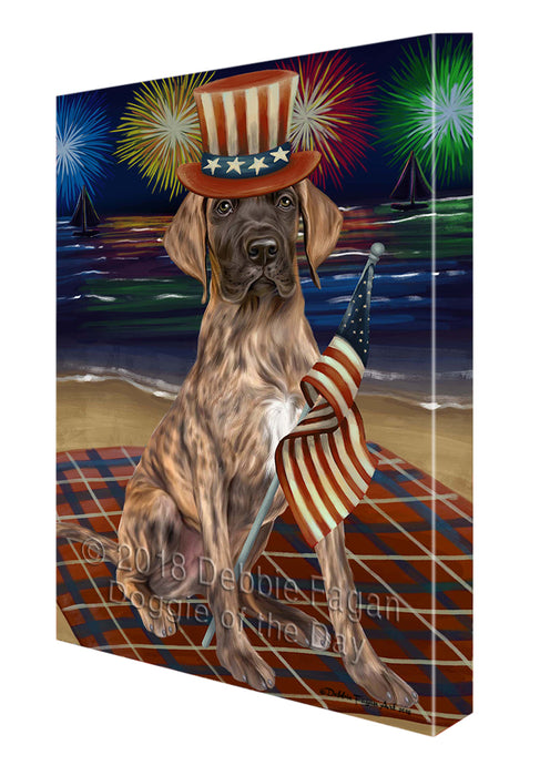 4th of July Independence Day Firework Great Dane Dog Canvas Wall Art CVS55839