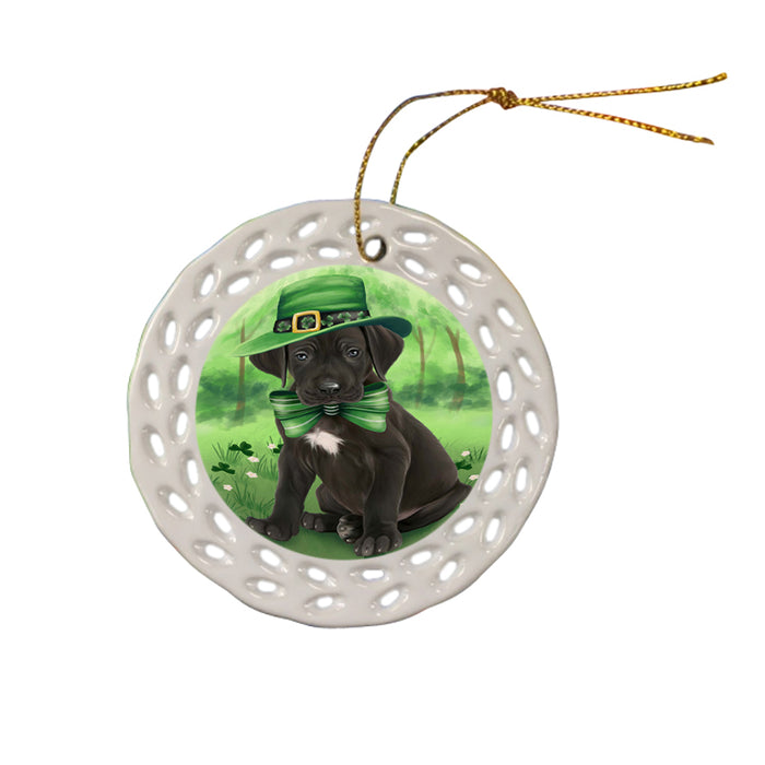 St. Patricks Day Irish Portrait Great Dane Dog Ceramic Doily Ornament DPOR48811