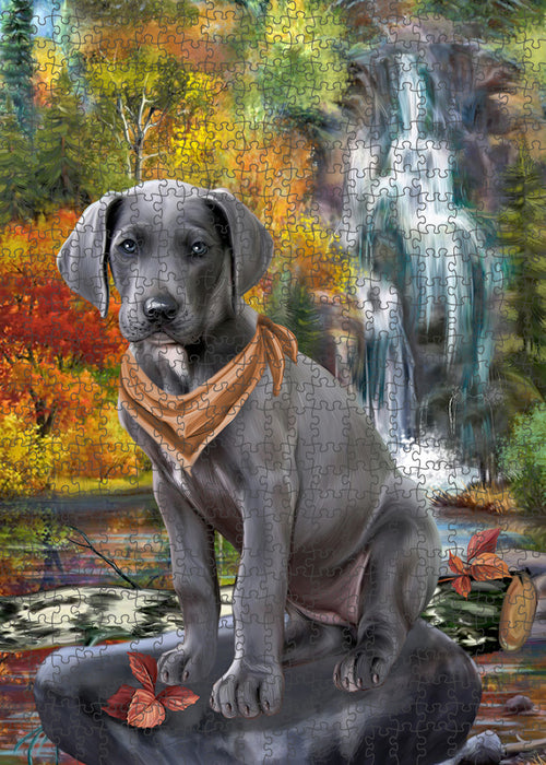 Scenic Waterfall Great Dane Dog Puzzle with Photo Tin PUZL54363