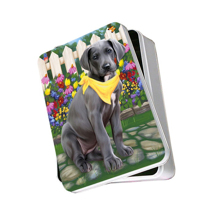 Spring Floral Great Dane Dog Photo Storage Tin PITN49886