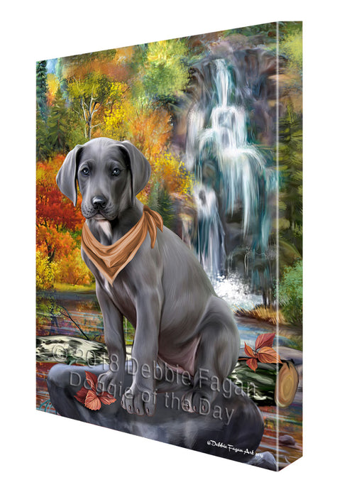 Scenic Waterfall Great Dane Dog Canvas Wall Art CVS67723