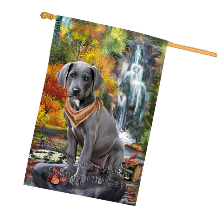 Scenic Waterfall Great Dane Dog House Flag FLG50184