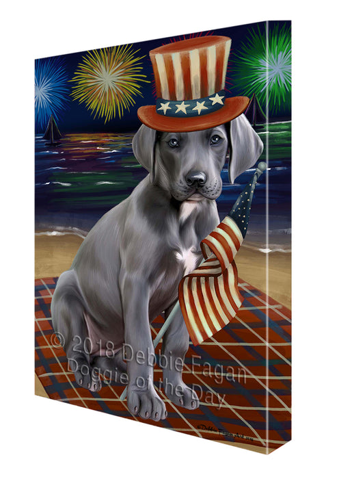 4th of July Independence Day Firework Great Dane Dog Canvas Wall Art CVS55848