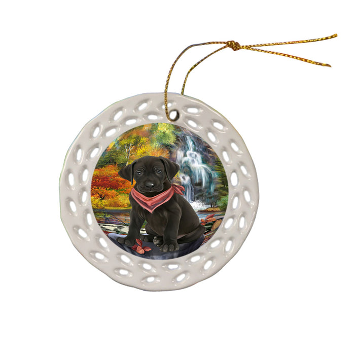 Scenic Waterfall Great Dane Dog Ceramic Doily Ornament DPOR50168