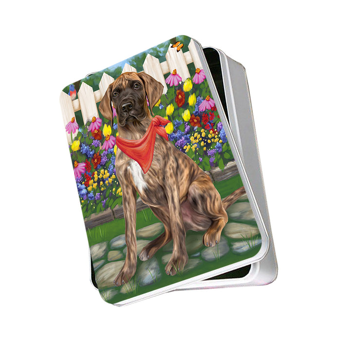 Spring Floral Great Dane Dog Photo Storage Tin PITN49887