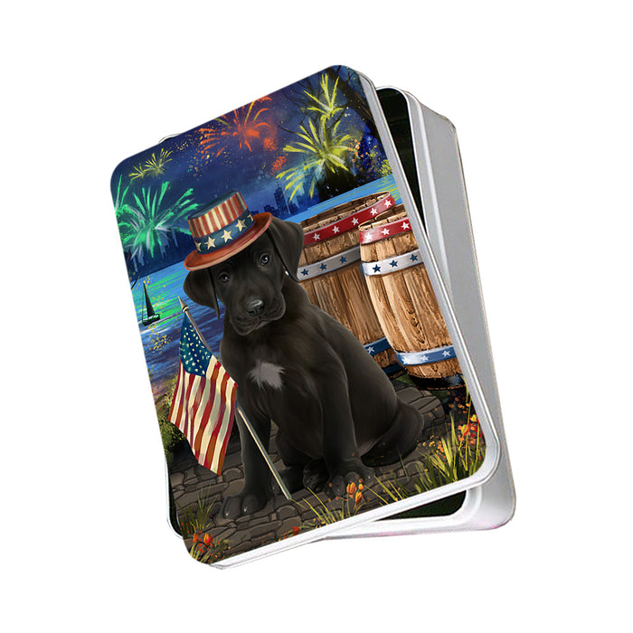 4th of July Independence Day Fireworks Great Dane Dog at the Lake Photo Storage Tin PITN50975