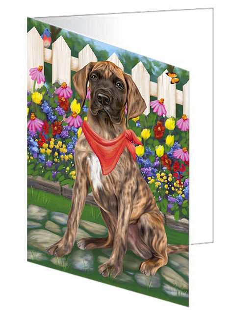 Spring Floral Great Dane Dog Handmade Artwork Assorted Pets Greeting Cards and Note Cards with Envelopes for All Occasions and Holiday Seasons GCD53690