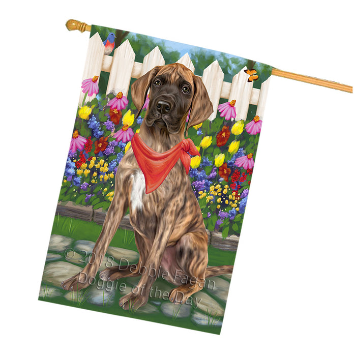 Spring Floral Great Dane Dog House Flag FLG49852