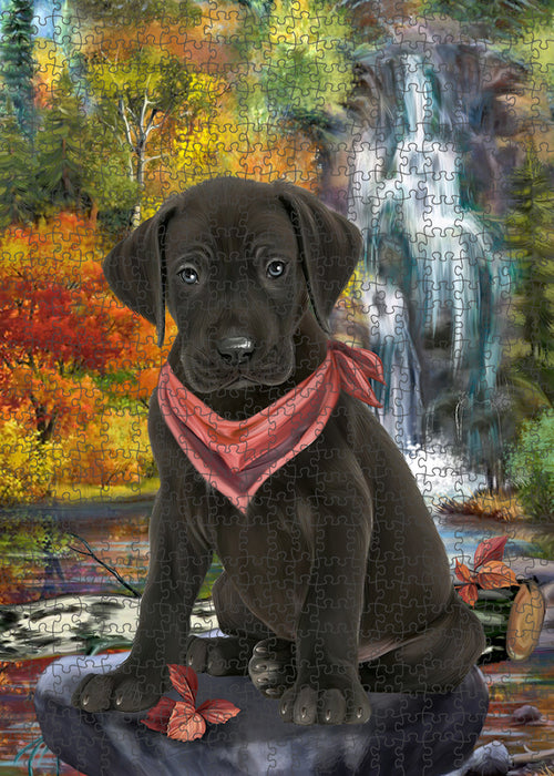 Scenic Waterfall Great Dane Dog Puzzle with Photo Tin PUZL54366