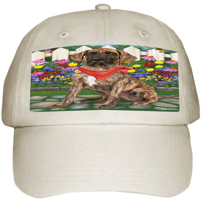 Spring Floral Great Dane Dog Ball Hat Cap HAT53394