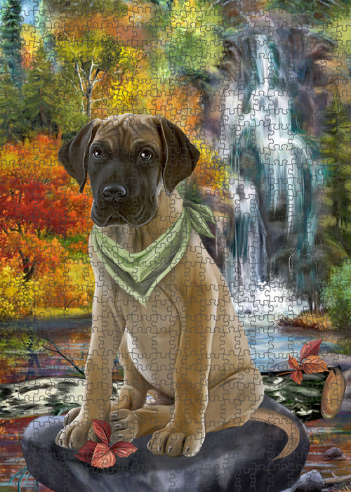 Scenic Waterfall Great Dane Dog Puzzle with Photo Tin PUZL54369